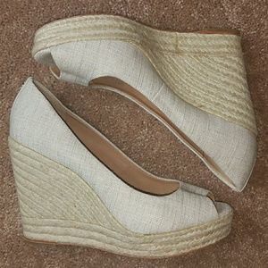 Coach Cream Colored Peep Toe Wedges